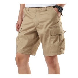 Backbone Mens Army Tactical Military BDU Camouflage Shorts Work Fishing Camping Casual Cargo Shorts (Khaki,Size 36)