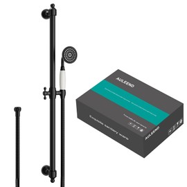 AULEEND Shower Slide Bar Handheld Shower Head with Hose，shower slide bar,adjustable height shower head (C-retro, Matte Black)
