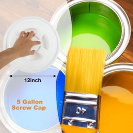 HNBun 4 Pieces 5 Gallon Leak-Proof Bucket Lid, Plastic Storage Bucket Screw Seal Lids Screw Pail Lid Sets, Food Storage Container Lids for Plastic Bucket Compatible with Gamma, White