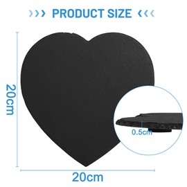 DBREAKS Slate Plates, Heart Serving Plates, 20 x 20 cm, Rectangular Slate Plates, Stone Plates, Slate Board for Labelling, Plates for Buffet, Cheese, Sushi, Pack of 2