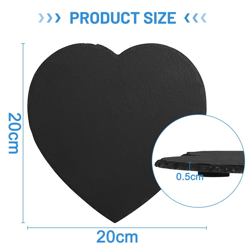 DBREAKS Slate Plates, Heart Serving Plates, 20 x 20 cm,