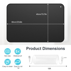 Kidken Grounding Mat, Premium Carbon-Infused Vegan Leather, for Anxiety Relief and Energy Increase with Non-Slip Base and EU Ground Cable (40 x 60 cm)