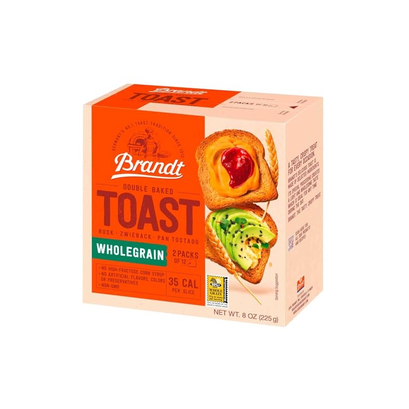 Brandt Toast, Zwieback, Rusk, Double Baked, 8 Ounces (pack of