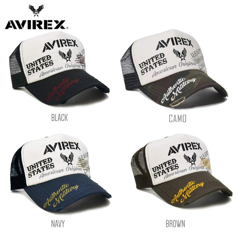 AVIREX United States 17093800 AVIREX Distressed Mesh Cap, Black