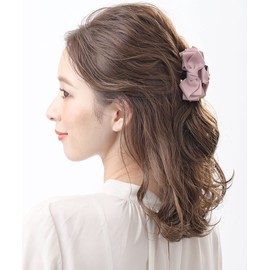 VINGTAINE H7288-PK Grosgrain Ribbon Mini Vance Clip Hair Clip, Elegant, Adult, Cute, Ribbon Clip, Hair Accessory