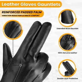 Medieval Gauntlet Gloves – 100% Sheepskin Leather – Handmade Black Long Cuff Armor Gloves – Renaissance, LARP, Cosplay (Black, Small)
