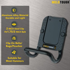 MELOTOUGH Hammer Holder for Belt,Hammer Loop Fit Up to 2" Tool Belt,Holds Hammers,Hatchet or Mallet (Black)
