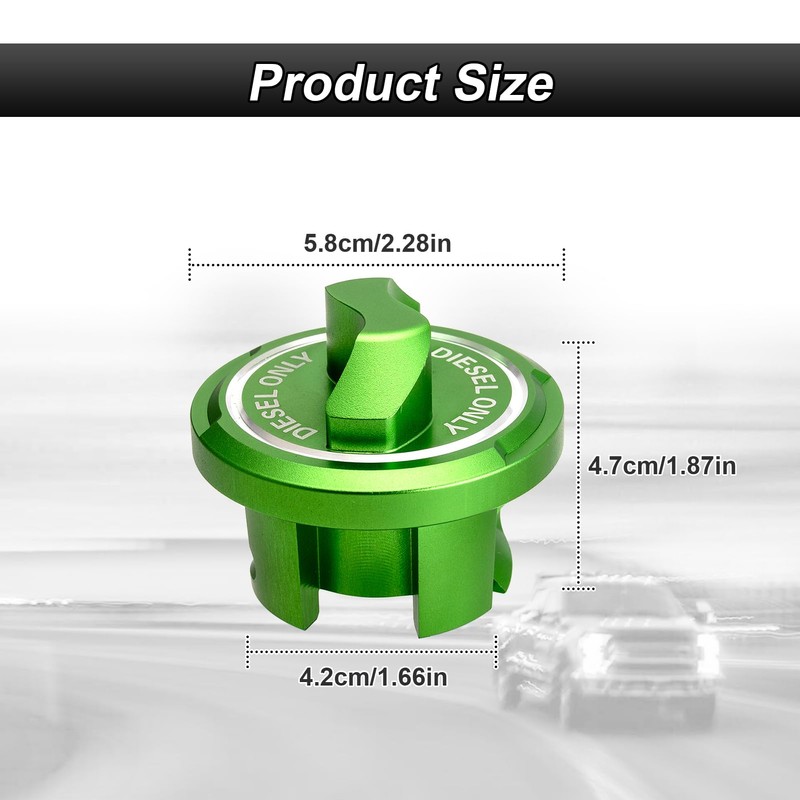 ROMELACK Green Magnetic Diesel Fuel Cap 6061 Aluminum Compatible with