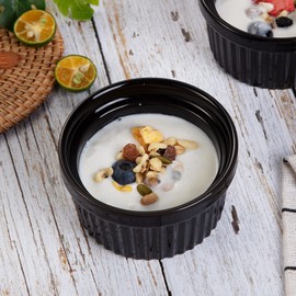 Garvee 8 Oz Set of 8 Ceramic Ramekins, Porcelain Creme Brulee Souffle Ramekins for Baking, Pudding Custard Cups, Dipping Sauces, Dishwasher and Oven Safe, Black