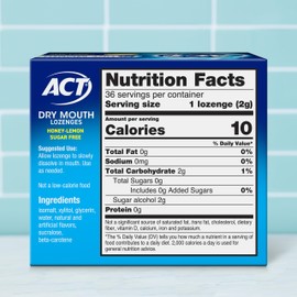 ACT Dry Mouth Lozenges with Xylitol, Soothes, Moisturizes & Freshens, Honey-Lemon, Value Size, 36 ct., 2 pk