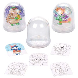 Baker Ross AV449 Winter Waldtiere Schneekugel Bastelset - 4er Pack, Bastelset für Kinder, Basteln, Bemalen und Dekorieren für Kinder, Sortiert, Mittel