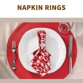 6Pcs Christmas Napkin Rings Pearl Napkin Holders Napkin Buckle Gift for Holiday Dinners Parties, Wedding Adornment, Table Decoration Accessories Golden