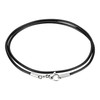 Auroris Real Leather Necklace Black, 3 mm Thick, With Stainless