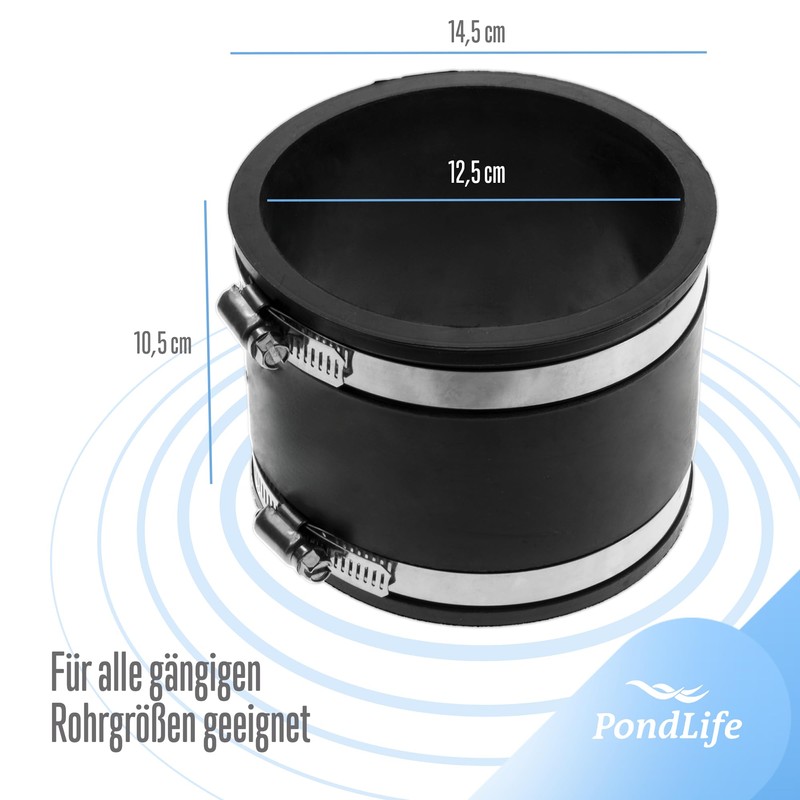 Pondlife Flexible Rubber Sleeve, Diameter 125 mm, Pipe Connector for
