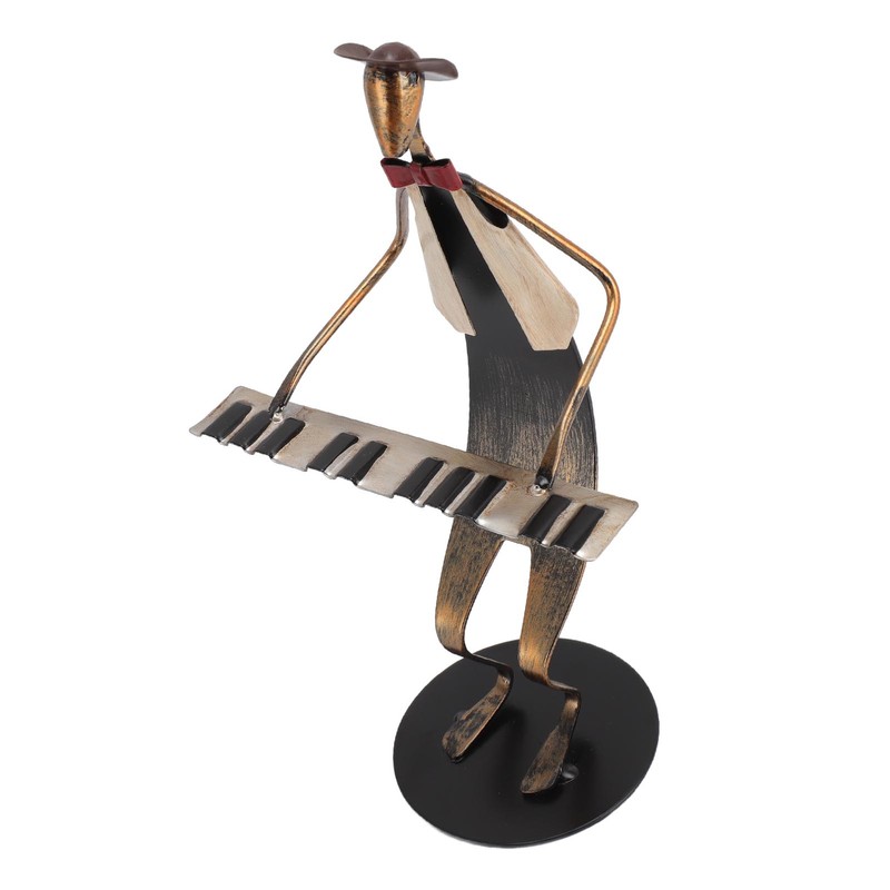 Piano Player Figurine Stable Base Elegant Decorative Metal Musical Statue