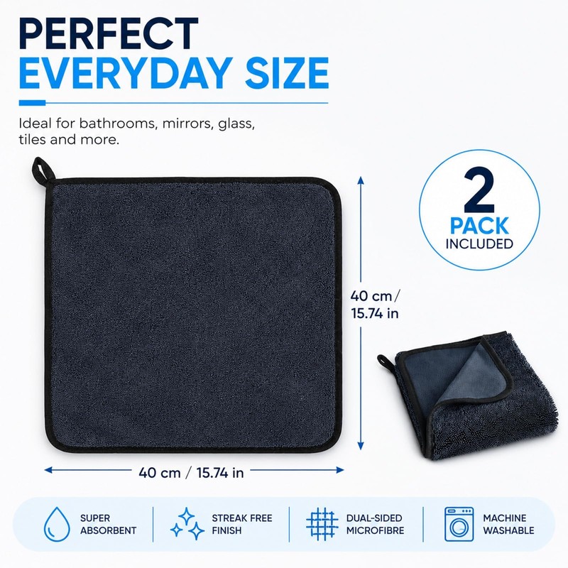2 Pack Magic Bathroom Drying Cloth,Black Cloths For Cleaning Shower