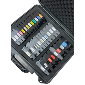 Protective Custom Label Tape Carrying Case for TZe P-Touch Tapes - Holds up to 39 Tapes.