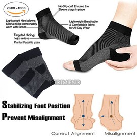 PEDIMEND™ Plantar Fasciitis Compression Sleeves | Ankle Support Socks | Compression Foot Sleeve for Aching Feet | Ease Arch Pain | Unisex | Foot Care (2PAIR - 4PCS, Large: UK 8.5-13.5)