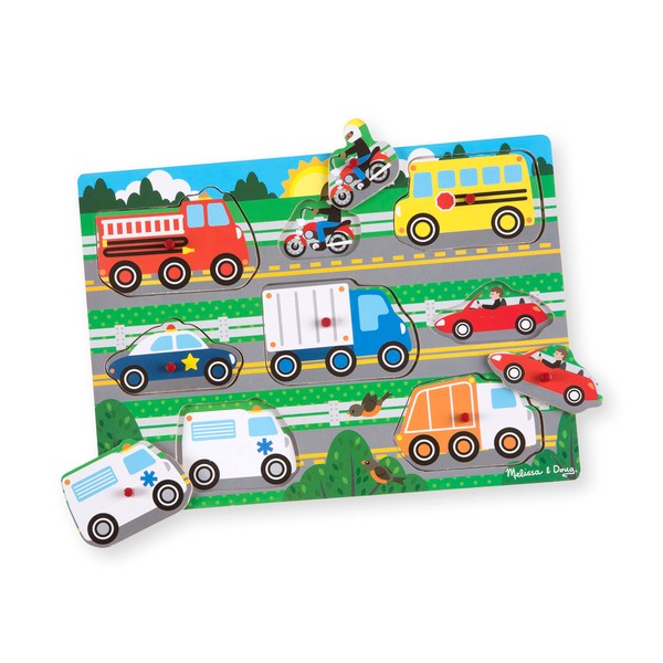Melissa & Doug Wooden Toys Vehicle Peg Boards for Children, Learning Toys for 2 Year Old Girls & Boys Toddler Puzzles Gifts, Kids Wooden Puzzles for 2 Year Olds, Jigsaws for Children Age 2 3 4