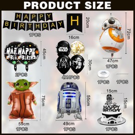 Mizijia 23 Piece Sta War Birthday Party Set Boy, Yda Balloons Birthday Set, Children's Birthday Set, War Birthday Decoration Balloons Set, Birthday Decoration Party Set for Children