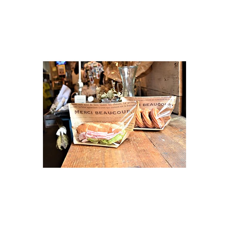 Paquetdusoleil 13032-50 Merci Bread Bags, Bread Packaging Bags, Turtle Pack,