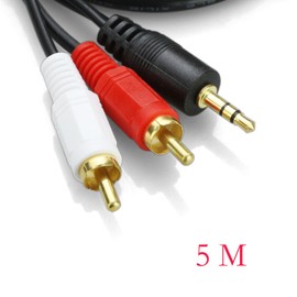 Hasmx 3.5mm Male AUX Jack to 2 RCA Cable Stereo Audio Cable Y Splitter Design Stereo Audio RCA Male Cable RCA Audio Cable 1.5m/5m (5m)