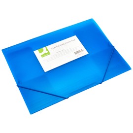 Elasticated File Q-CONNECT PP A4 400 Micron 3 Flaps Transparent Blue/Document Archiving/Type-3-flap/Kind-with Eraser/Index-N.a. / Pockets-N.a. / Material-PP/Dividers-N.a. / Coating-N.a.