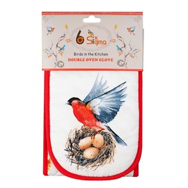 Double Oven Gloves Kitchen Cooking Baking Oven BBQ Pans Potholder Mitts Mitten Grill- Novelty Spring Birds 100% Cotton Double Oven Gloves heat resistant UK