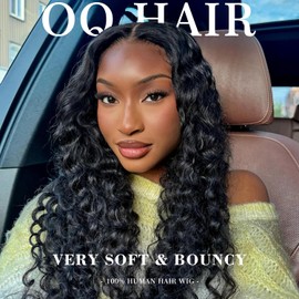 OQ HAIR Glueless Wigs Human Hair Pre Plucked Pre Cut 7x5 Water Wave HD Lace Front Wig Human Hair Pre Plucked For Beginners 3 Second To Wear 22 Inch