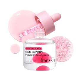 Hanskin PDRN Pink Peptide Hyaluron Glow Serum – 200,000 ppm Pink Lotus Vegan PDRN | Esencia de bola de brillo hidratante intensiva para piel de vidrio