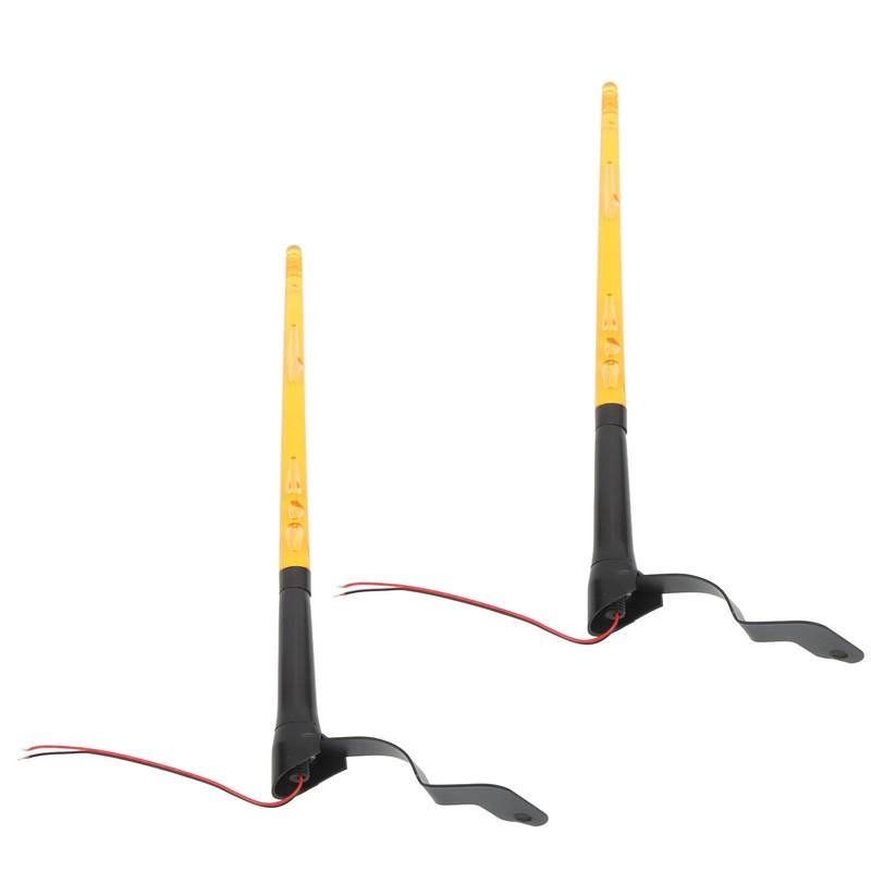 2 Pcs Whip Lights 340mm Long Amber Lighted Antenna Flagpole