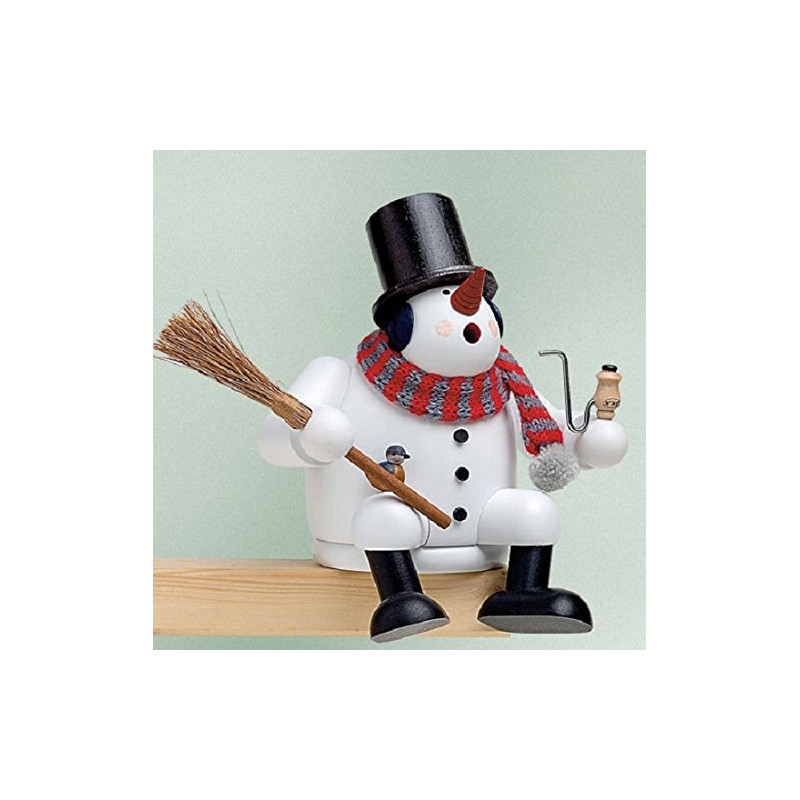 KWO Olbernhau Incense Smoker Snowman Edge Stool 17 cm Wood