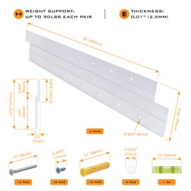 HardwareX Supply French Cleat Picture Hanger, Heavy Duty Aluminum Z Clips with Screws (2 Pairs, 18 Inch)