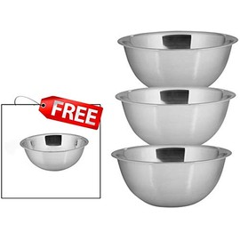 Kosma Set of 3 Stainless Steel Mixing Bowl (with 16cm Mixing Bowl) - 14,18 & 22cm | Nesting Bowl | Salad Serving Bowls