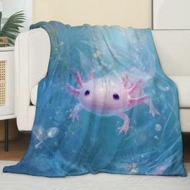 Zeleda - Bonita manta de axolotl, regalos de océano para niños, adolescentes y adultos, mantas suaves y ligeras, adorables mantas de criatura rosa subacuática, decoración del hogar, para camping, sala