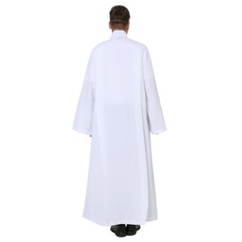 IvyRobes Front Wrap White Clergy ALB Church Worship ALB Garment Medium (5'9"-6'0")