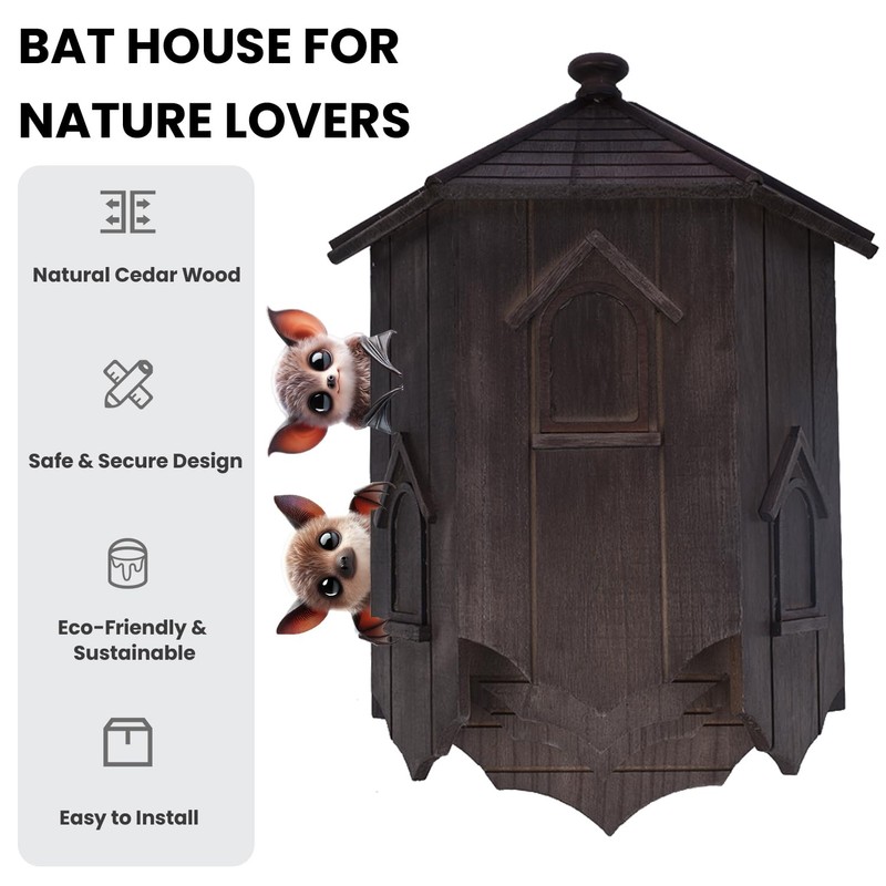 Eco-Friendly Wooden Bat House| Handcrafted Cedar Bat Shelter | Wildlife