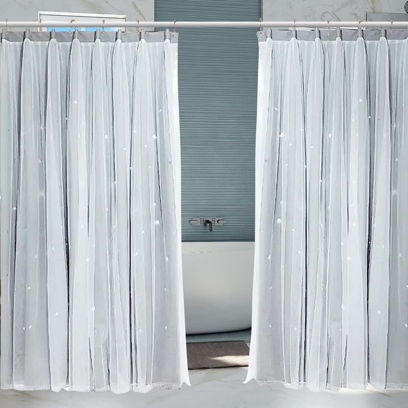 Goowin Shower Curtain Hooks, 12 Pcs Shower Curtain Rings, Stainless