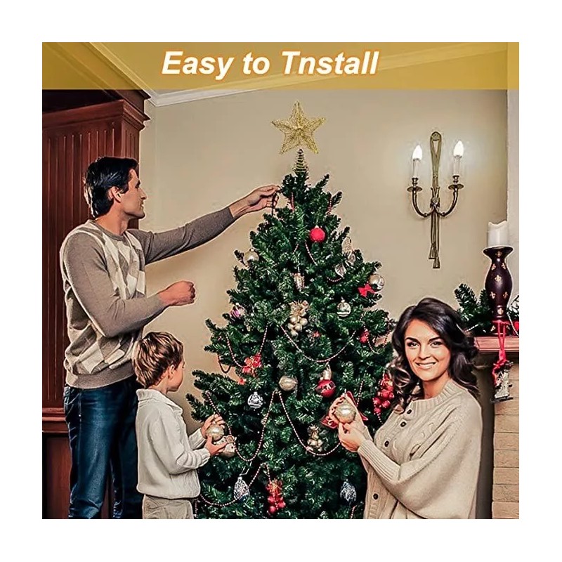 Gold Star Christmas Tree Topper – Treetop Sparkle – 20