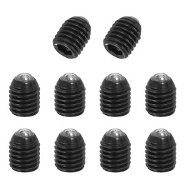 PATIKIL M10x12mm Ball Point Set Screws, 10 Pcs Carbon Steel Hex Socket Spring Plungers Grub Screw for Industrial Machine Home Furniture Workplaces, Black