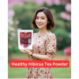 36 Hibiscus Tea Bags Powder, 2.54 oz, Tea for Iced & Hot Beverage, 100% Natural Loose Leaf Hibiscus Powder - No sugar, Caffeine-Free, Vegan, Aromatic & Freashy (6)