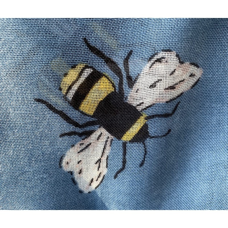 LilyRosa® Bee Scarf Bumble Bees Pattern Design Print Grey Navy