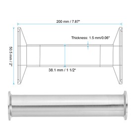 PATIKIL 1 1/2in OD Tri Clamps Tube, Sanitary Tri Clamps Spool Tube with 50.5mm Ferrule Flange(for 1.5in Tri Clamps) Sanitary Pipe Tubing 304 Stainless Steel for Brewery, 200mm/7.87in L