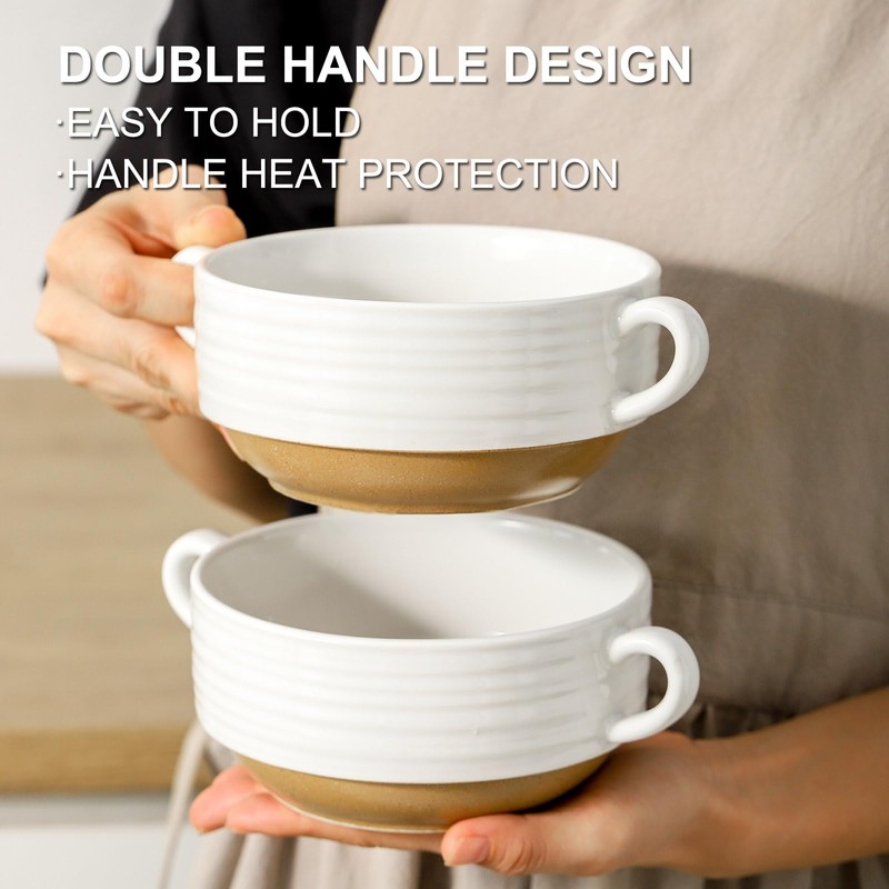 Hasense French Onion Soup Bowls, 20 oz Ceramic Soup Bowls