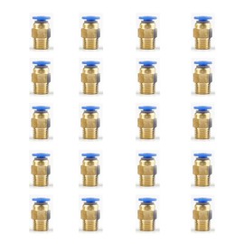 Asbrot 20Pcs PC4-M10 P-1mm Pneumatic Connector for PTFE Tube, Must Have Accessories for 3D Printer DIY Enclosure, Compatible with Ender-3 Bambu Lab A1, Push-to-Connect Quick Fittings