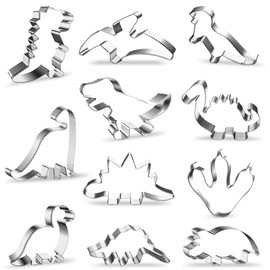 JOJOR Cookie Cutters Set of 11 Dinosaur Cookie Cutters Stainless Steel Dino Cookie Cutters DIY Fondant Cookie Cutter Cookie Cutter Set for Children