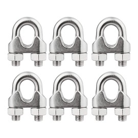 BNYZWOT 1/2'' Stainless Steel Wire Rope Cable Clamp Fastener Clips Pack of 6