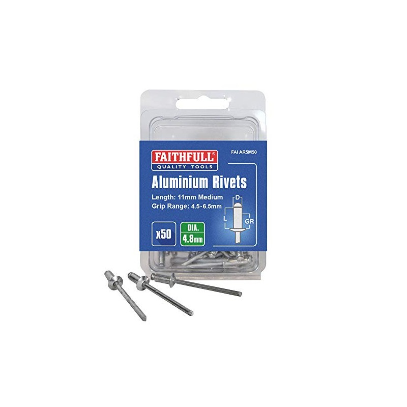 Faithfull FAIAR5M50 Aluminium Rivets 5mm Medium (50)