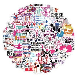 50PCS Stickers for Cheerleading,Cheer Stickers,Teens Boys and Girls Sticker Pack Vinyl Skateboard Guitar Door Laptop Luggage Car Bike Water Bottle Birthday Party Supplies Stickers