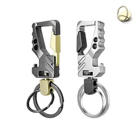 ZelariaX Key Ring Keychain, Super Durable, Zinc Alloy, Includes Carabiner, Quick Release, Key Storage, Car, Motorcycle, Men's, Stylish, Bottle Opener Function, 2 Pieces, Smartphone Ring Holder x 1,